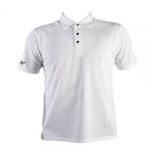 Mizuno 斜紋品牌印花短袖POLO衫(白)#E2TA2006